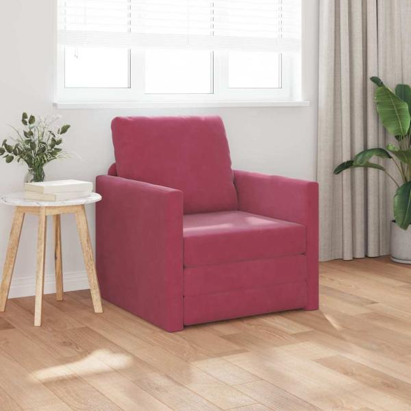ARDEBO.de - Sofa-Bett 2-in-1 Weinrot 74x77x81 cm Velour