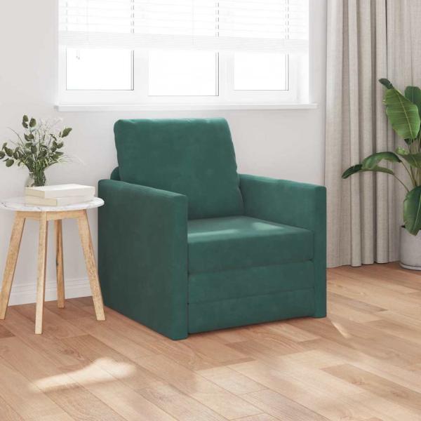 ARDEBO.de - Sofa-Bett 2-in-1 Dunkelgrün 74x77x81 cm Samt