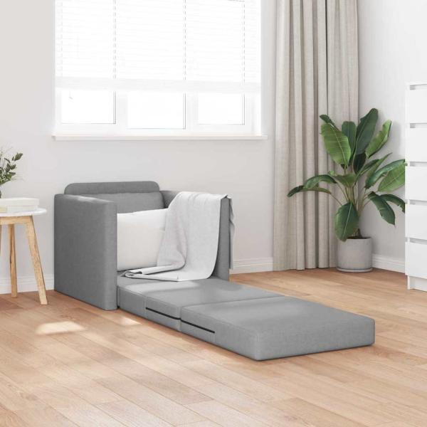 Boden-Sofa-Bett 2-in-1 Hellgrau 74x77x81 cm Stoff
