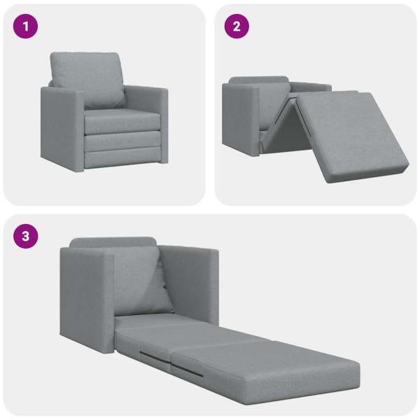 Boden-Sofa-Bett 2-in-1 Hellgrau 74x77x81 cm Stoff