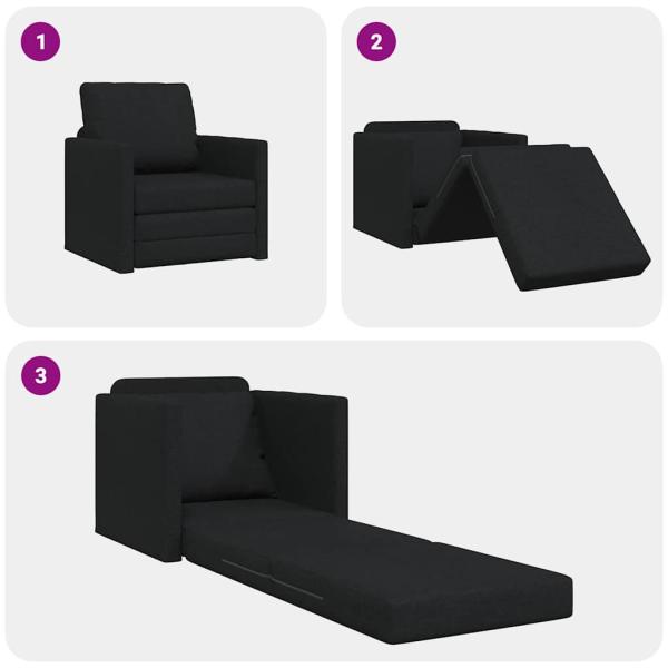 Fußboden Sofa Bett 2-in-1 Schwarz 74x77x81 cm Stoff