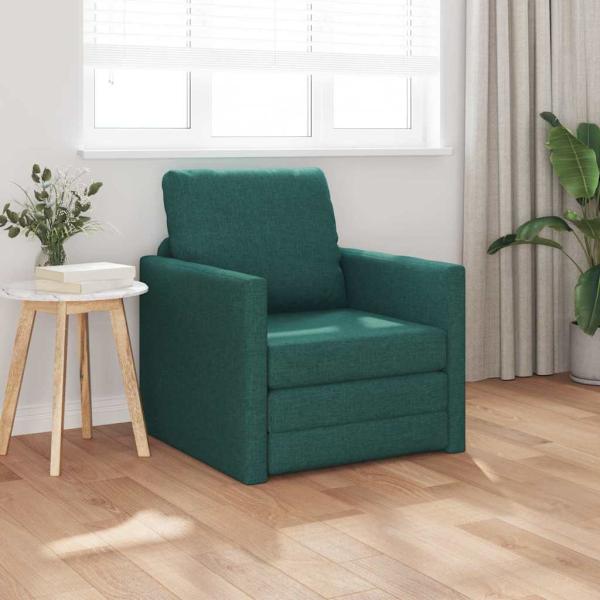 ARDEBO.de - Fußsofa-Bett 2-in-1 Dunkelgrün 74x77x81 cm Stoff
