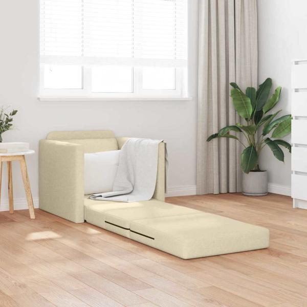 Boden-Sofa-Bett 2-in-1 Creme 74x77x81 cm Stoff