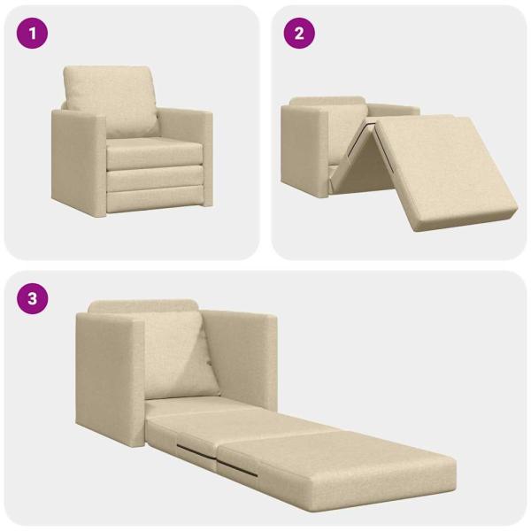 Boden-Sofa-Bett 2-in-1 Creme 74x77x81 cm Stoff