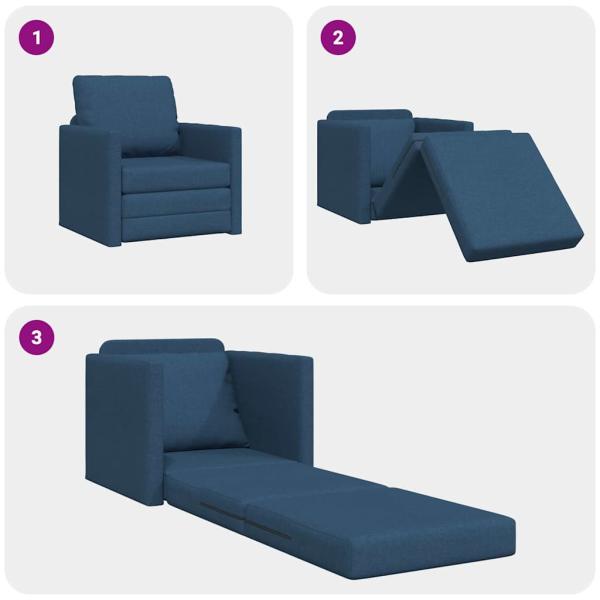 Fußsofa-Bett 2-in-1 Blau 74x77x81 cm Stoff