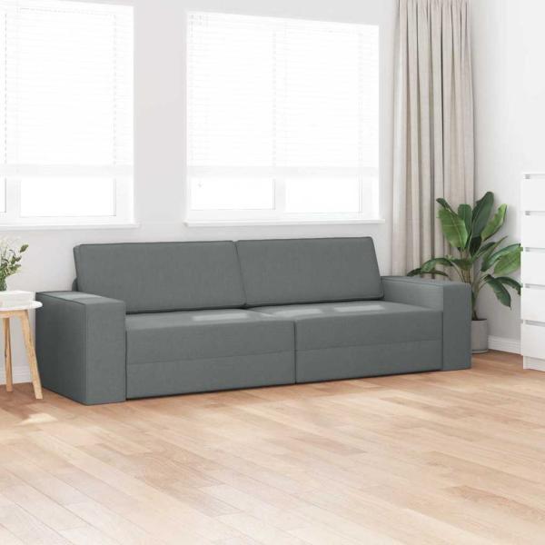 Boden-Sofa-Bett 2-in-1 Dunkelgrau 245x150x60.5 cm Stoff