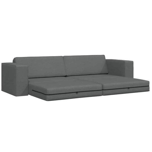 Boden-Sofa-Bett 2-in-1 Dunkelgrau 245x150x60.5 cm Stoff