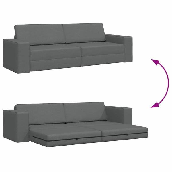 Boden-Sofa-Bett 2-in-1 Dunkelgrau 245x150x60.5 cm Stoff