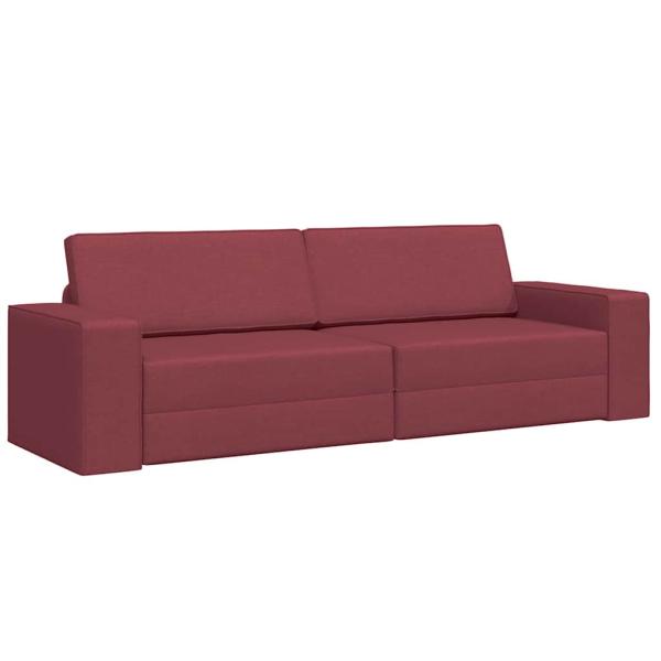 Futon-Sofa-Bett 2-in-1 Burgunderrot 245x150x60.5 cm Stoff
