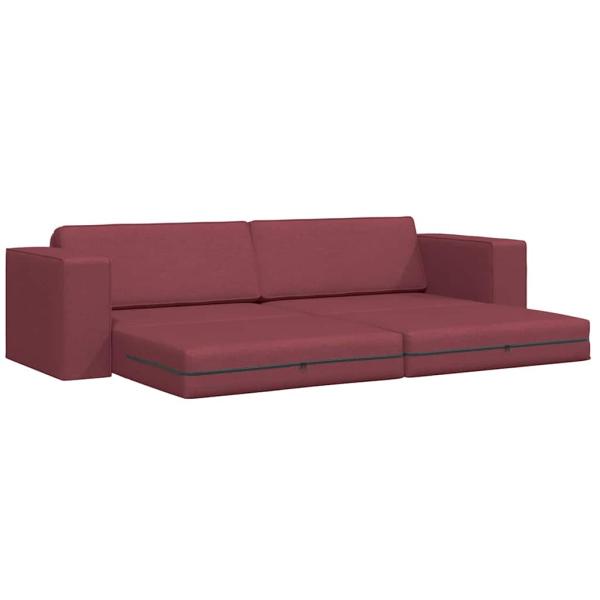 Futon-Sofa-Bett 2-in-1 Burgunderrot 245x150x60.5 cm Stoff