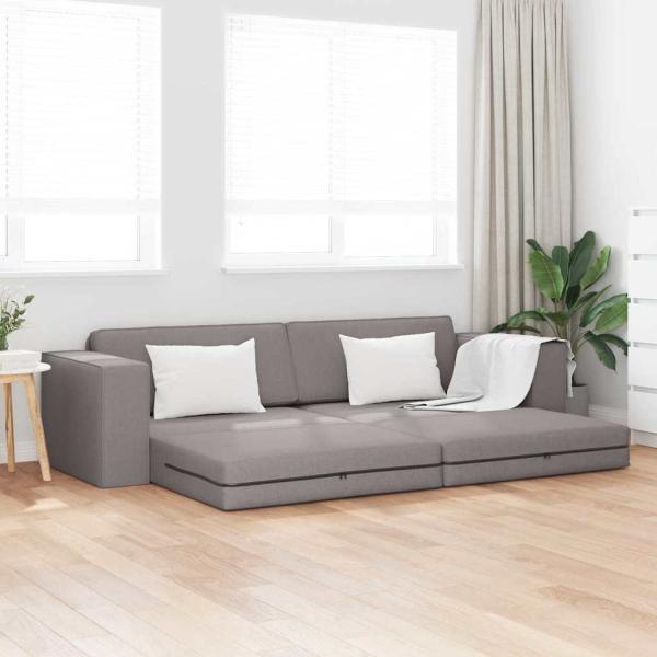ARDEBO.de - Boden Sofa Bett 2-in-1 Taupe 245x150x60.5 cm Stoff
