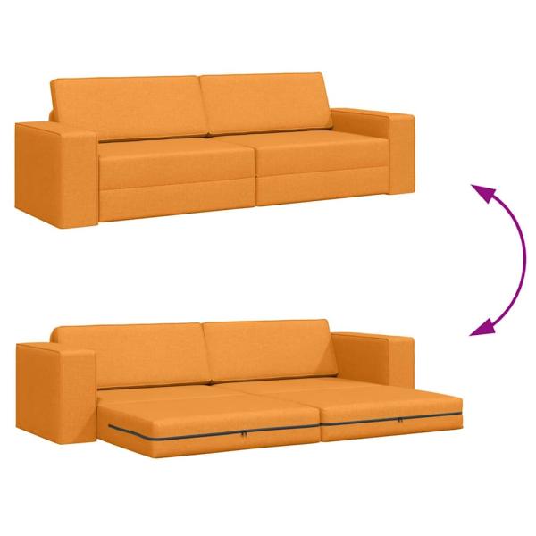 Boden Sofa Bett 2-in-1 Dunkelgelb 245x150x60.5 cm Stoff