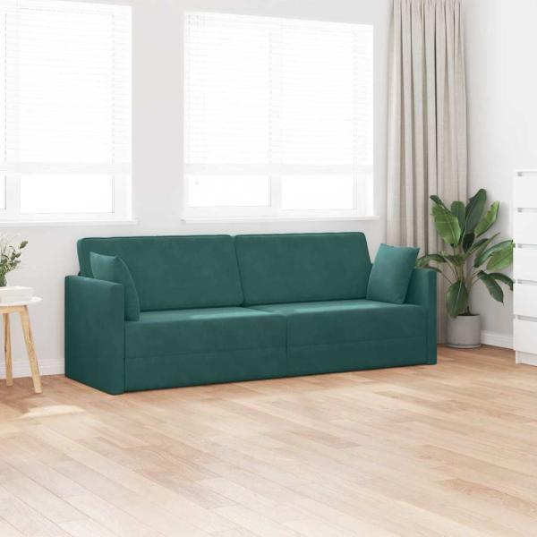 Boden Schlafsofa 2-in-1 Dunkelgrün 213x144x60 cm Samt