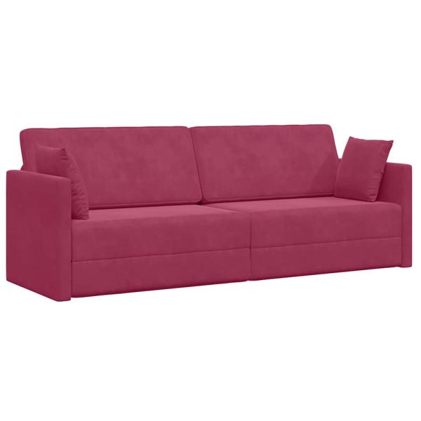 ARDEBO.de - Boden-Sofa-Bett 2-in-1 Weinrot 213x144x60 cm Samt