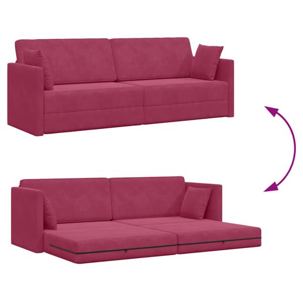 Boden-Sofa-Bett 2-in-1 Weinrot 213x144x60 cm Samt