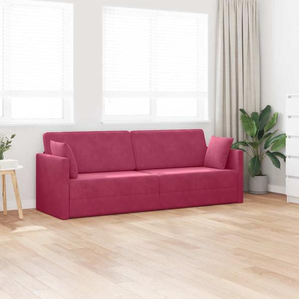 Boden-Sofa-Bett 2-in-1 Weinrot 213x144x60 cm Samt