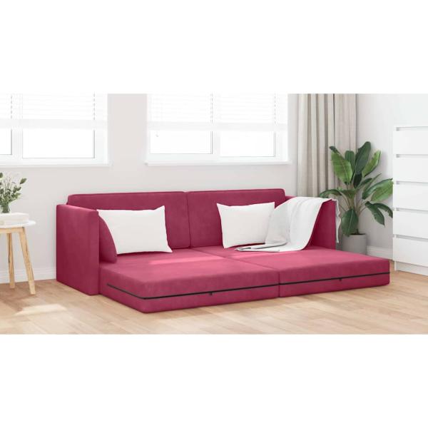 Boden-Sofa-Bett 2-in-1 Weinrot 213x144x60 cm Samt