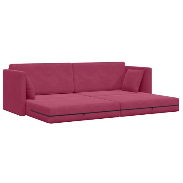 Boden-Sofa-Bett 2-in-1 Weinrot 213x144x60 cm Samt