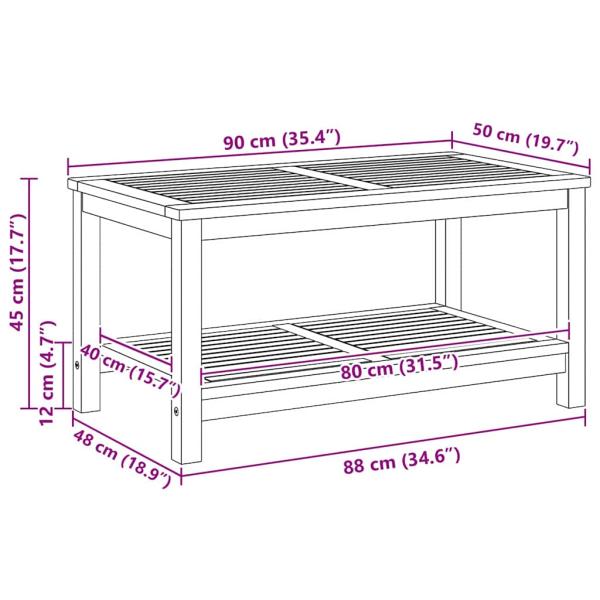 Couchtisch 110x55x45 cm Massivholz Akazie