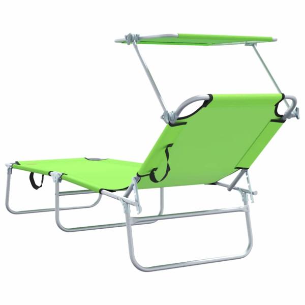 Faltbare Sonnenliegen 2 Stück mit Sonnendach Grün 600D Oxford Gewebe