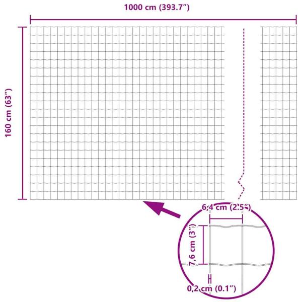 Eurozaun Grün 1,6x10 m Stahl