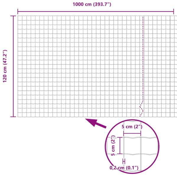 Eurozaun Grau 1,2x10 m Stahl
