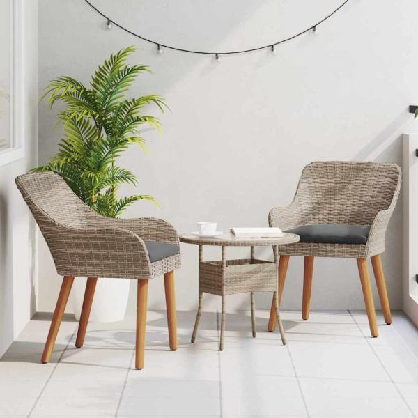 Gartenstühle mit Kissen 2 Stück Schwarz Poly Rattan