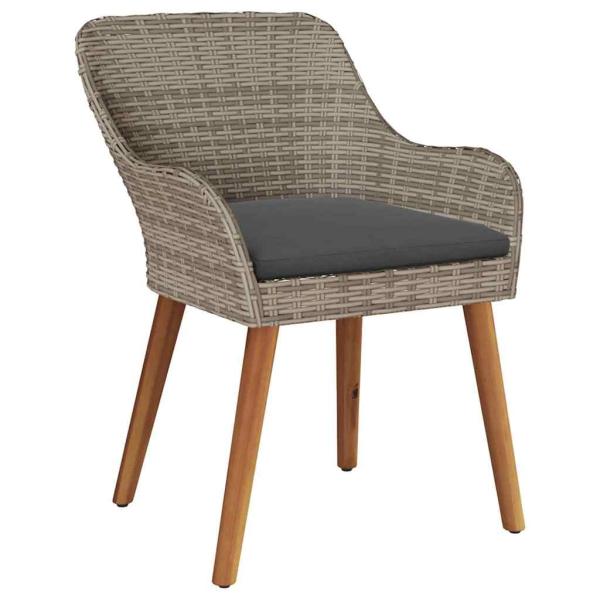 Gartenstühle mit Kissen 2 Stück Schwarz Poly Rattan