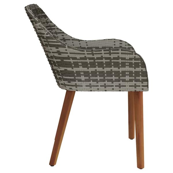 Gartenstühle mit Kissen 2 Stück Grau Poly Rattan