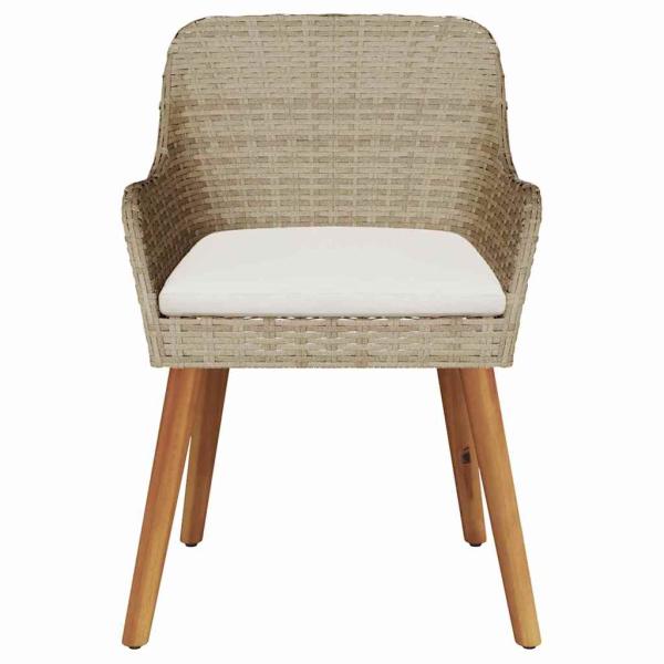 Gartenstühle mit Kissen 2 Stück Beige Poly Rattan