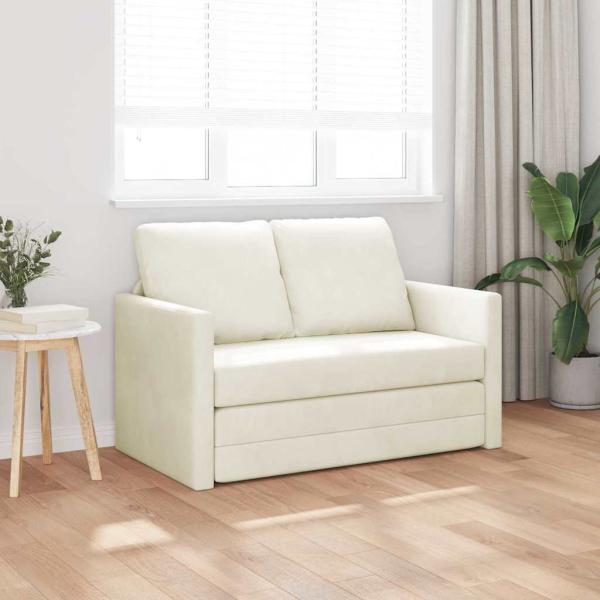 Loveseat 2-Sitzer Creme Stoff, Holz 2-Sitzer Platz für mehrere