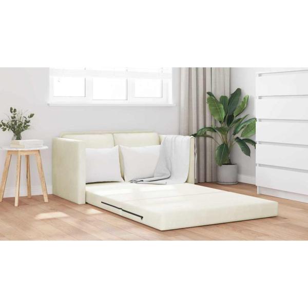 Loveseat 2-Sitzer Creme Stoff, Holz 2-Sitzer Platz für mehrere