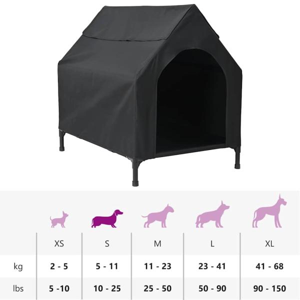 Hundehütte aus schwarzem Oxford-Gewebe und Stahl