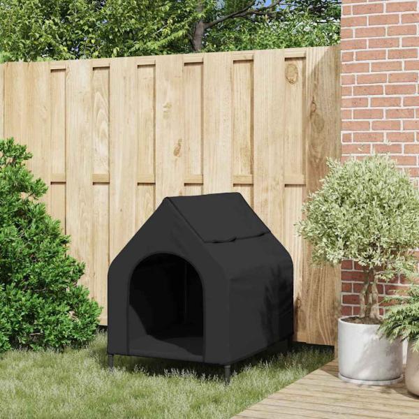 Hundehütte aus schwarzem Oxford-Gewebe und Stahl