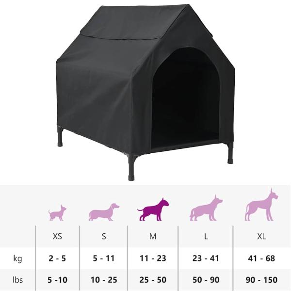 Hundehütte Schwarze Oxford-Stoff und Stahl