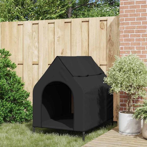 Hundehütte Schwarze Oxford-Stoff und Stahl