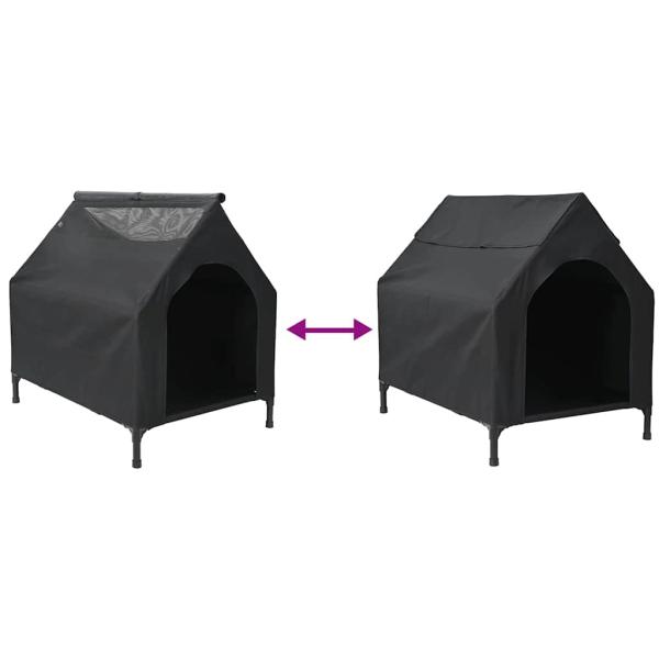 Hundehütte Schwarze Oxford-Stoff und Stahl