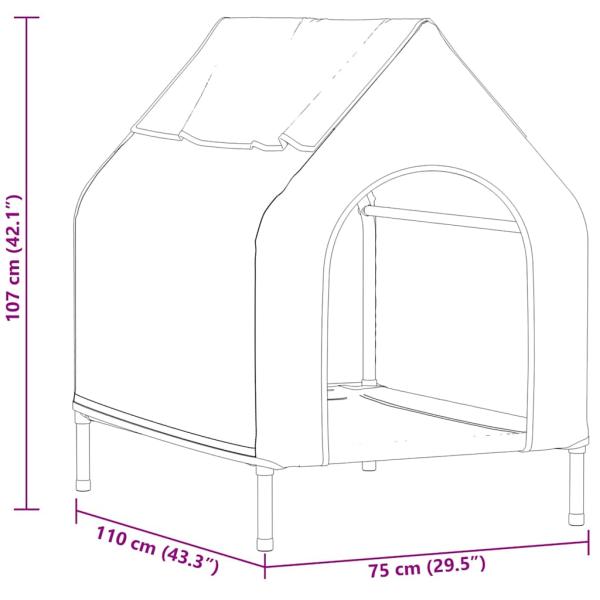 Hundehütte Schwarze Oxford-Stoff und Stahl