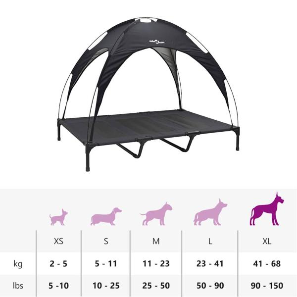 Erhöhtes Hundebett mit abnehmbarem Dach Schwarz XL Stahl