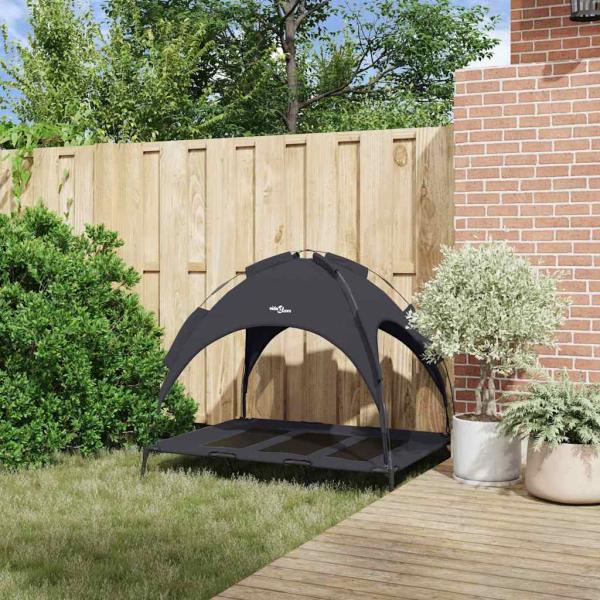 Erhöhtes Hundebett mit abnehmbarem Dach Schwarz XL Stahl