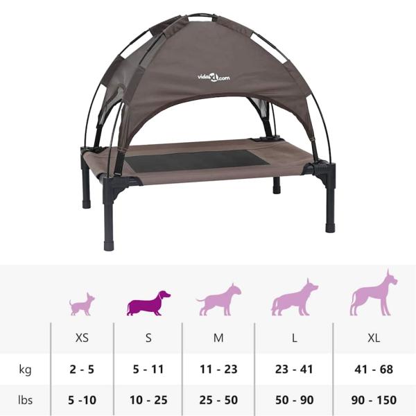 Erhöhtes Hundebett mit abnehmbarem Dach Braun Stahl