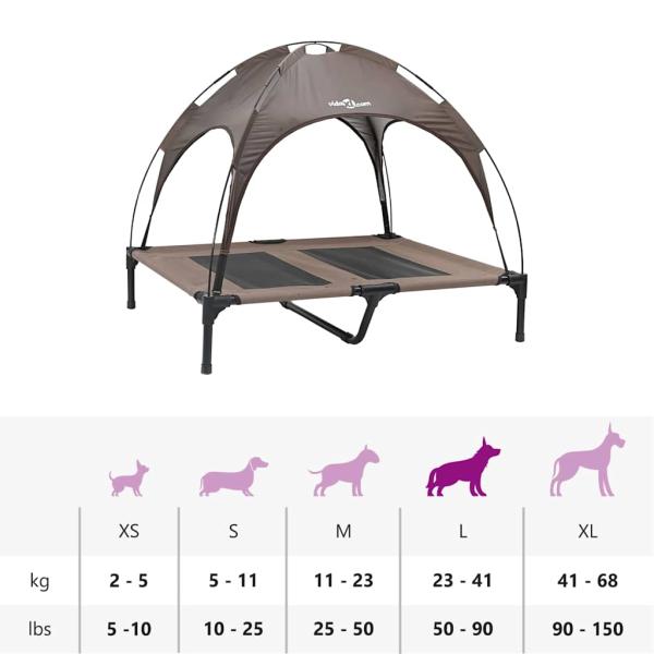 erhöhter Hundebett mit abnehmbarer Überdachung Braun L Stahl
