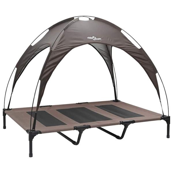 erhöhtes Hundebett mit abnehmbarem Dach Braun XL Stahl