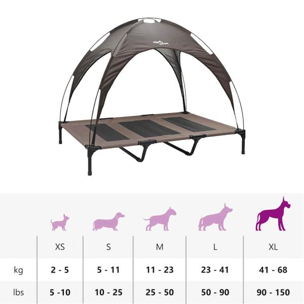 erhöhtes Hundebett mit abnehmbarem Dach Braun XL Stahl
