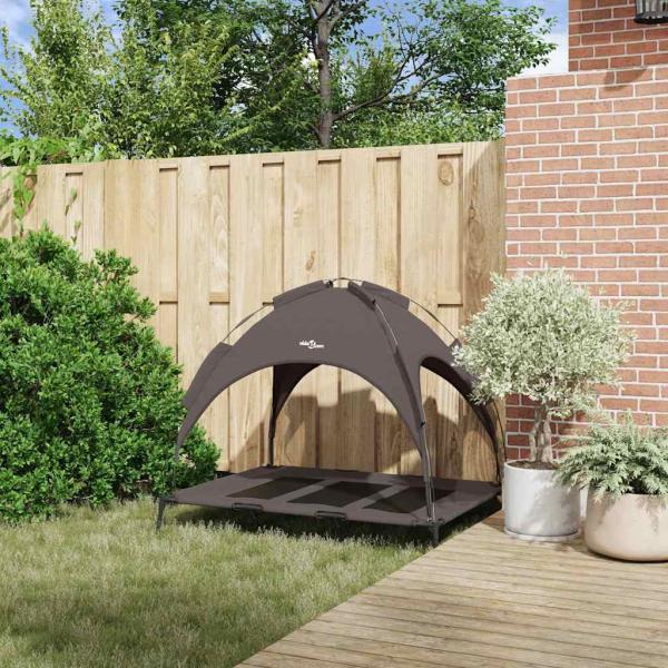 erhöhtes Hundebett mit abnehmbarem Dach Braun XL Stahl