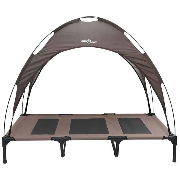 erhöhtes Hundebett mit abnehmbarem Dach Braun XL Stahl