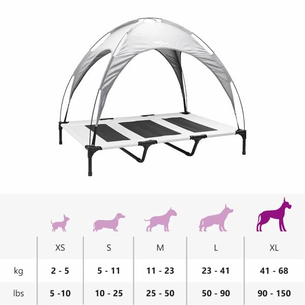 Erhöhtes Hundebett mit abnehmbarem Dach Silbergrau XL Stahl
