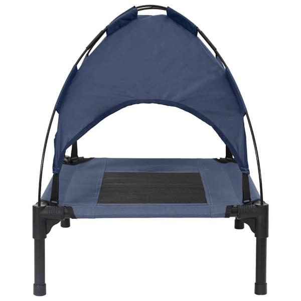 Erhöhtes Hundebett mit Abnehmbarem Dach Marineblau S Stahl
