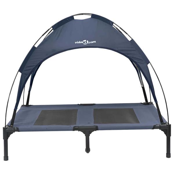erhöhtes Hundebett mit abnehmbarem Dach Marineblau L Stahl