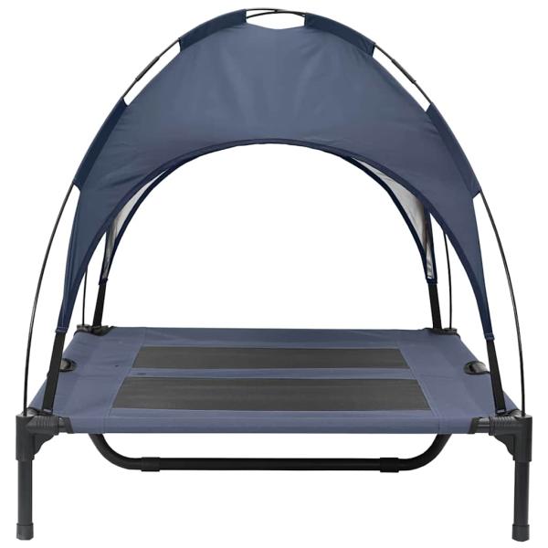 erhöhtes Hundebett mit abnehmbarem Dach Marineblau L Stahl